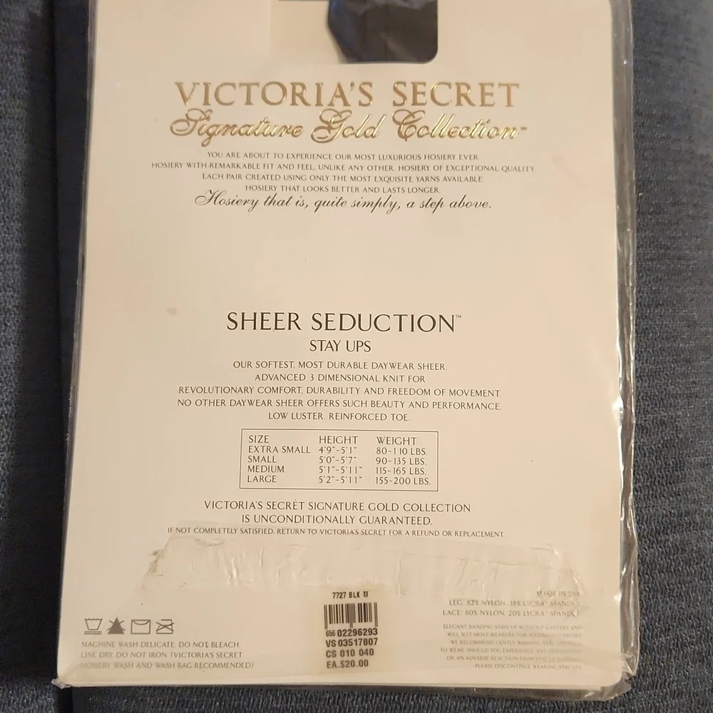 Victoria's Secret Signature Collection Sheer Seduction Stay Ups Black Sz M